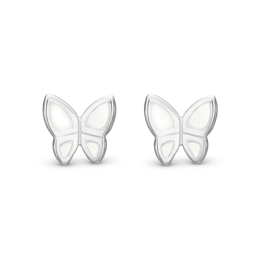 Mop Butterflies, Studs, Silver Online