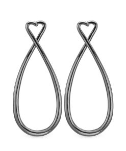 Heart Ear Ring 50 Mm Black Ruth Silver Clearance