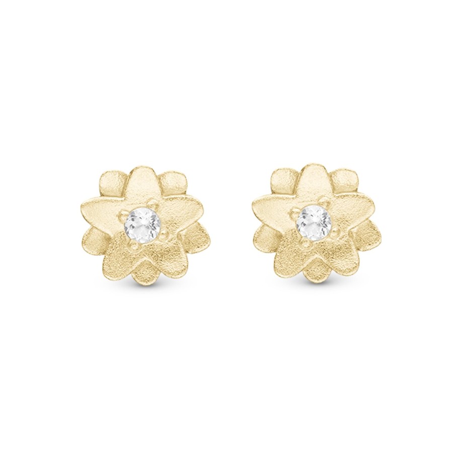 Topaz Flowers, Studs, Goldpl Silver Clearance