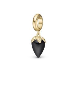 Black Chalcedony Charm Forgyldt Online