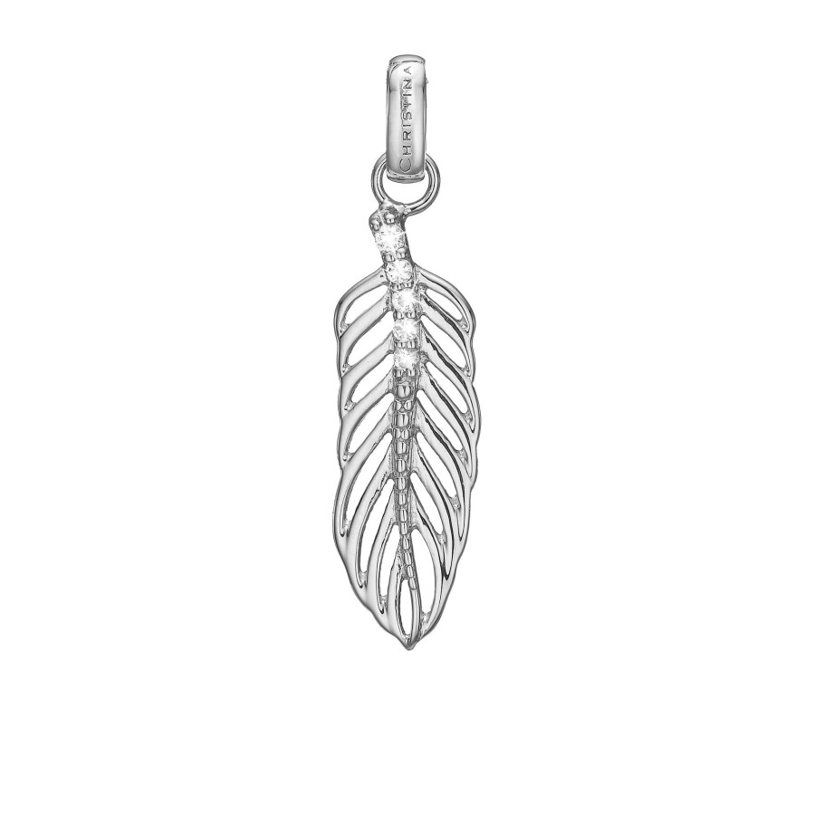 Large Topaz Feather Pendant, Silver Online