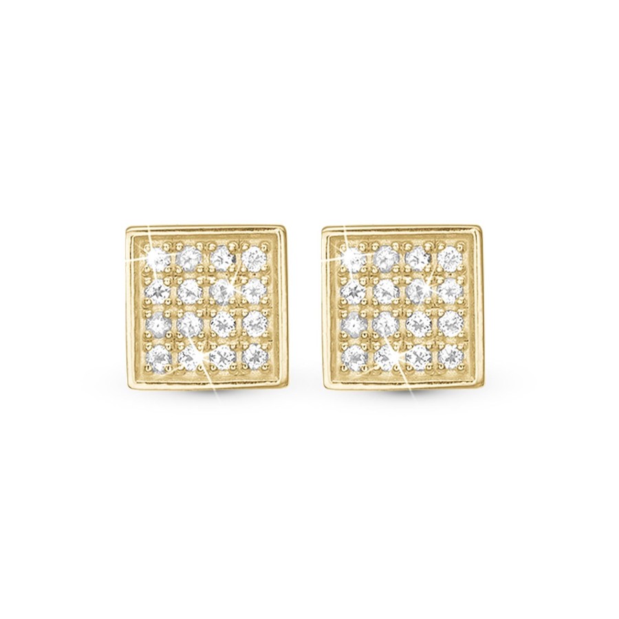 Square Topaz Balance, Studs, Goldpl Silv Best