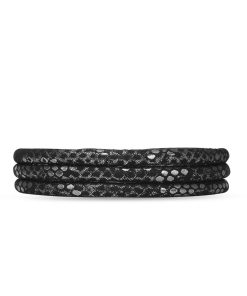 Slim Laederarmband - Silver Black New