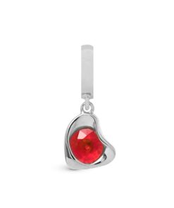 Garnet Heart Drop, Silver Hot