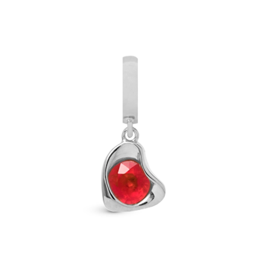 Garnet Heart Drop, Silver Hot