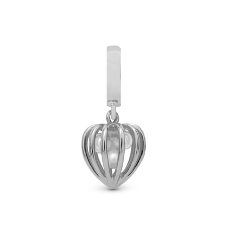 Pearl Heart Cage, Silver Hot