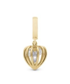 Pearl Heart Cage Gold Clearance