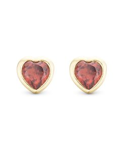 Garnet Hearts, Studs, Goldpl Silver Best