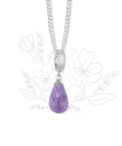 Halskaede M Lilla Amethyst Drop Solv Online