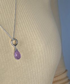 Halskaede M Lilla Amethyst Drop Solv Online