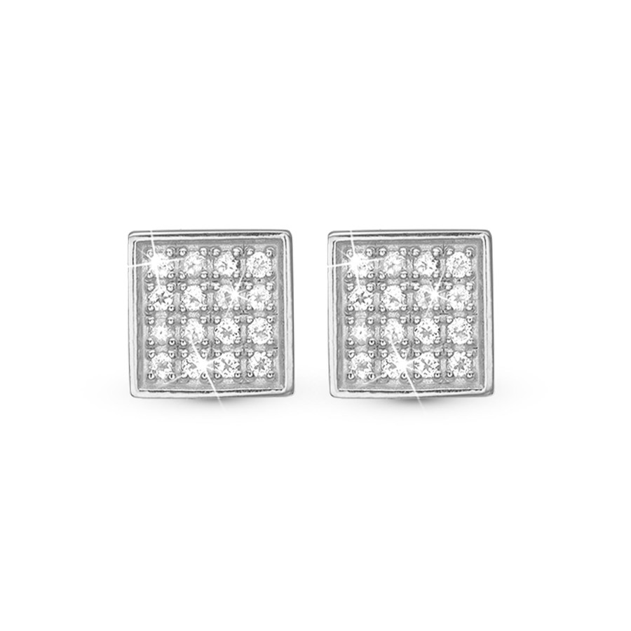 Square Topaz Balance, Studs, Silver Clearance