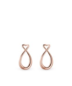 Heart Ear Ring 14 Mm Rose Gold Pl Silver Wholesale