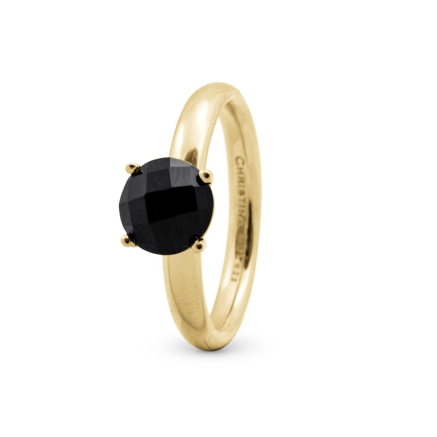 Black Onyx, Goldpl., Size 61 Clearance