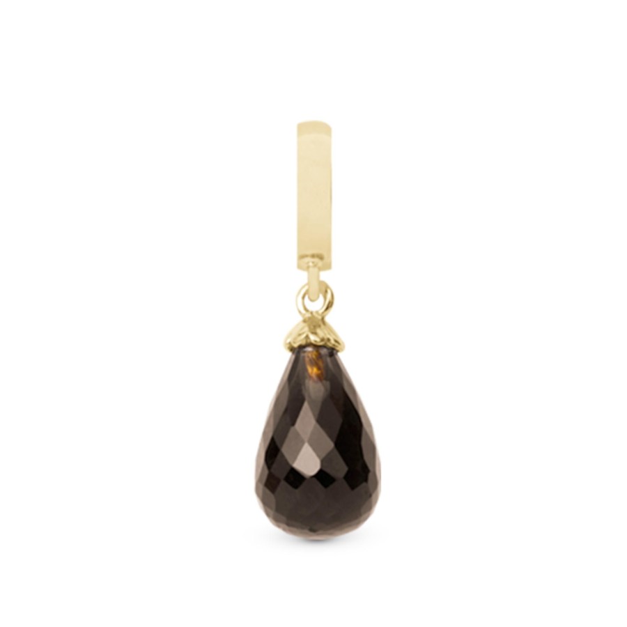 Smokey Quartz Drop Goldpl Silver Clearance