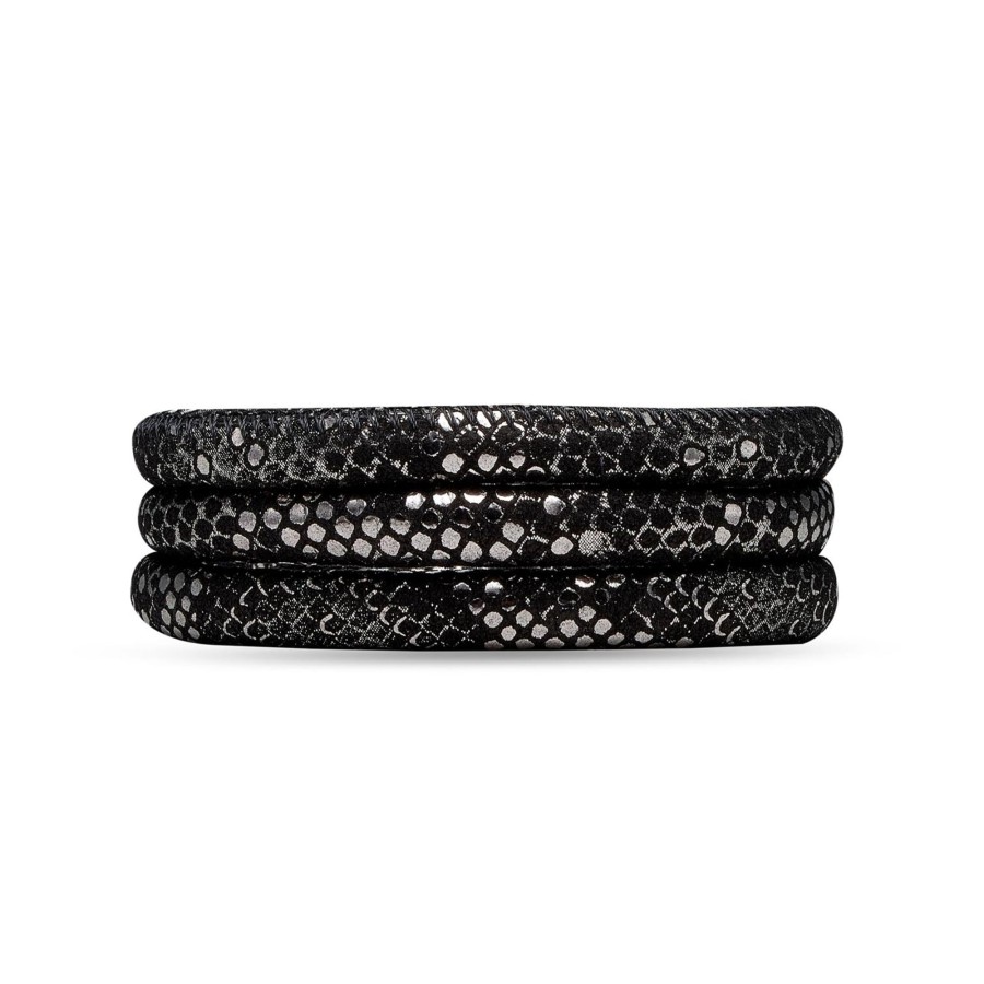 Classic Laederarmband - Silver Black Best