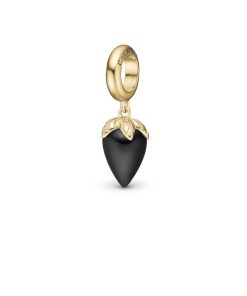 Black Chalcedony Charm Forgyldt Wholesale